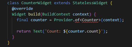 Flutter State Management Provider Code Snippet